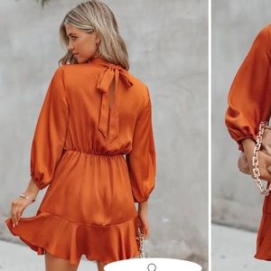 Call Me Angel satin dress in rust *NWT*